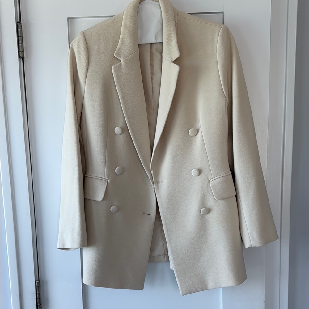 H&M  Cream Double-Breasted Blazer NWOT sz S